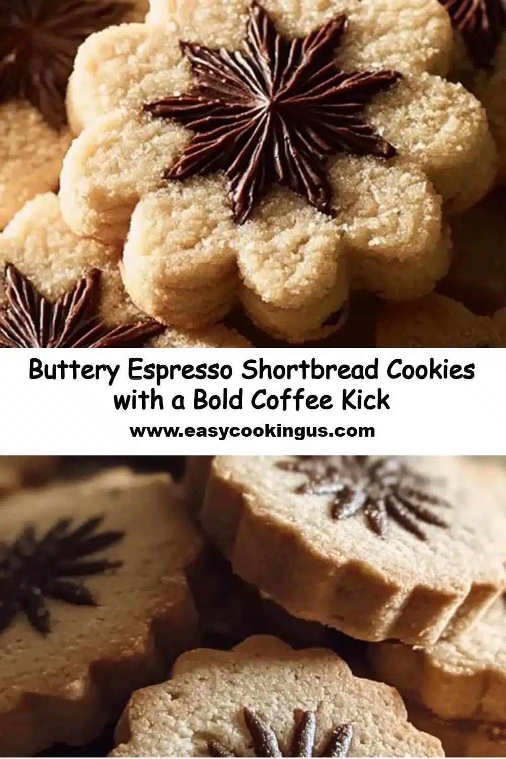 Buttery espresso shortbread cookies with a bold coffee flavor