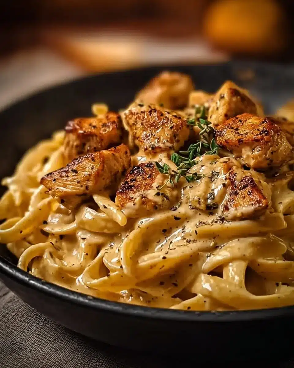 Delicious Cajun Chicken Pasta served with creamy sauce and spices
