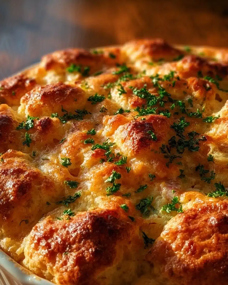 Delicious Chicken Bubble Biscuit Bake Casserole served in a baking dish.