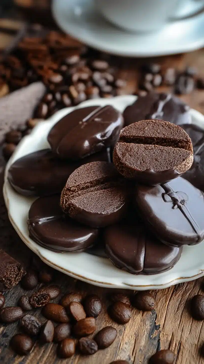 Delicious homemade chocolate coffee cookies on a baking tray