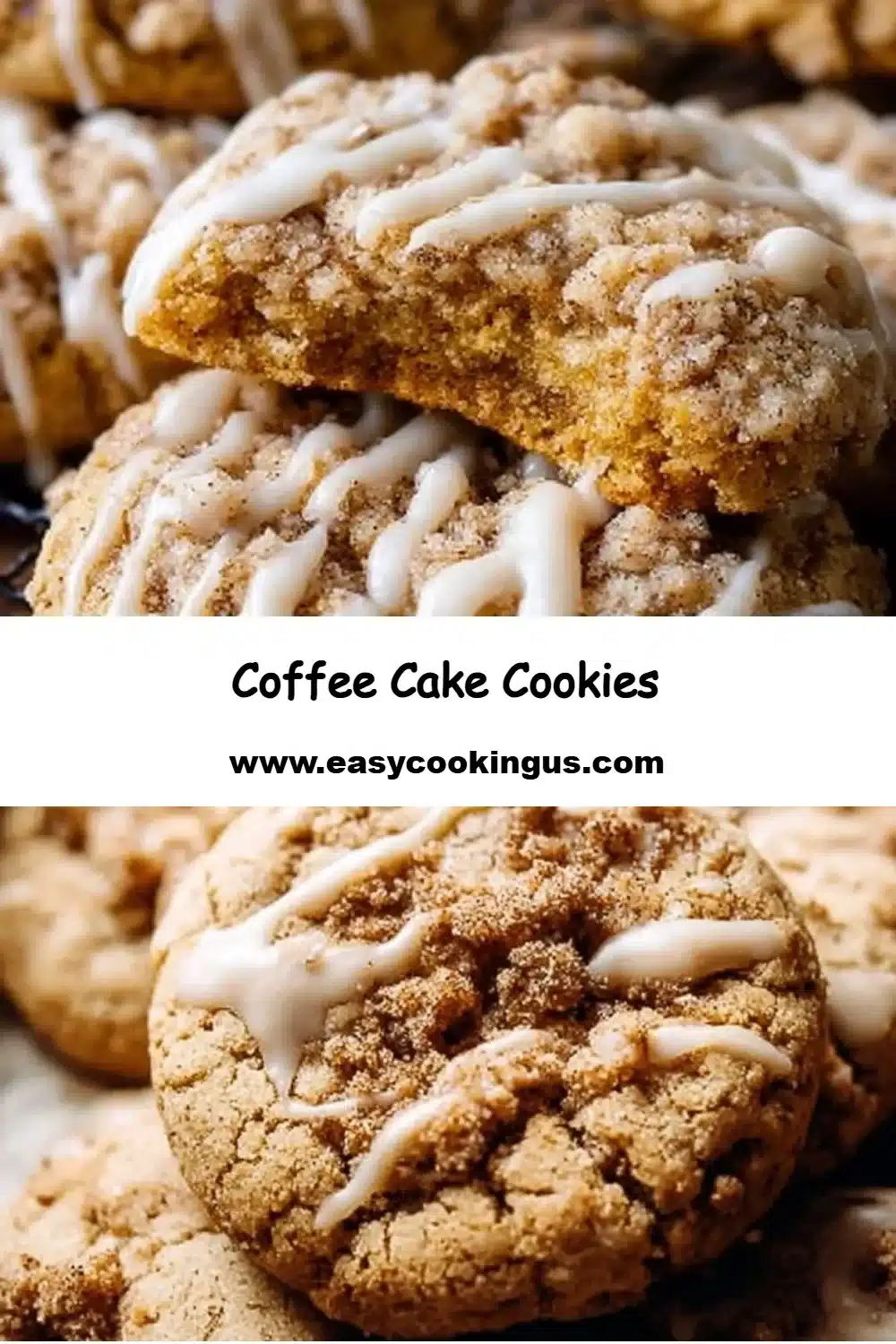 Delicious coffee cake cookies with a crumbly texture and coffee flavor.