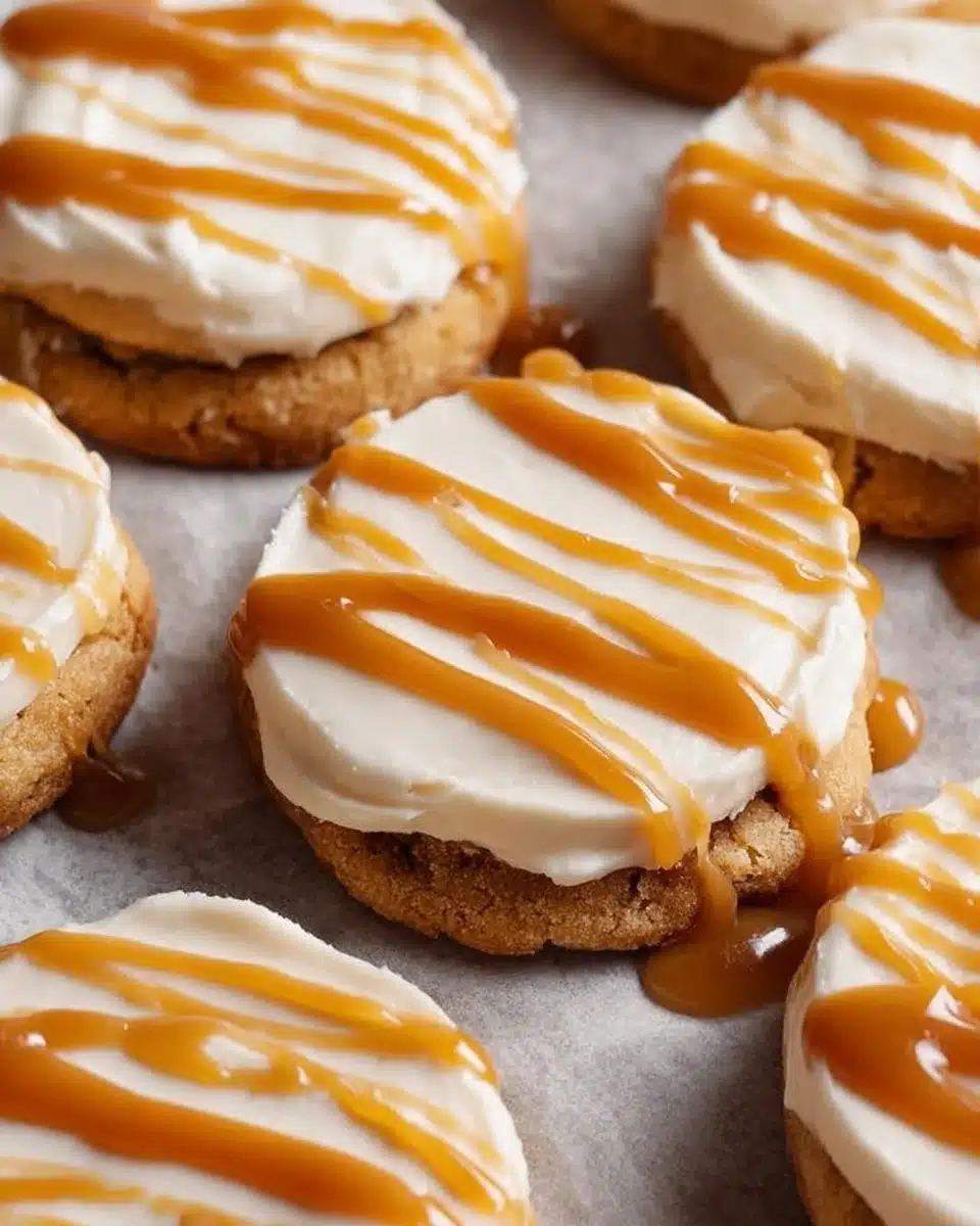 Delicious salted caramel cheesecake cookies inspired by Crumbl bakery.