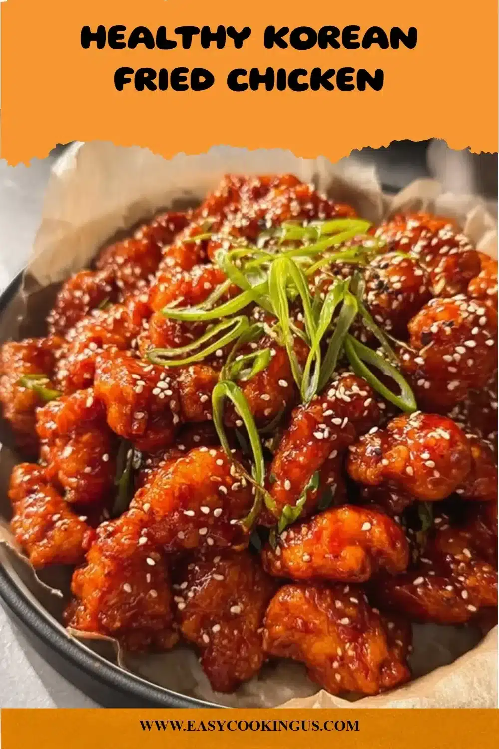 Healthy Korean Fried Chicken served with fresh veggies and dipping sauce.