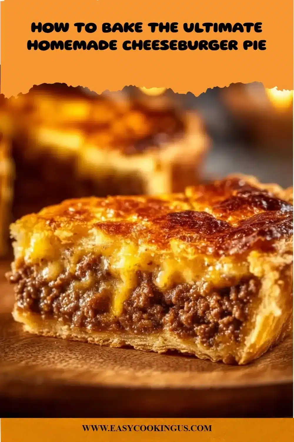 Delicious homemade cheeseburger pie fresh out of the oven, garnished and ready to serve.