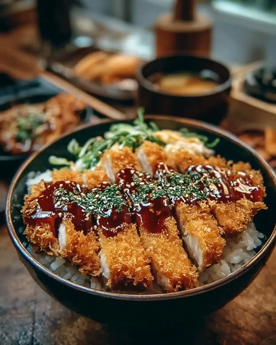 Delicious Japanese Katsu Bowls with crispy katsu and savory sauces
