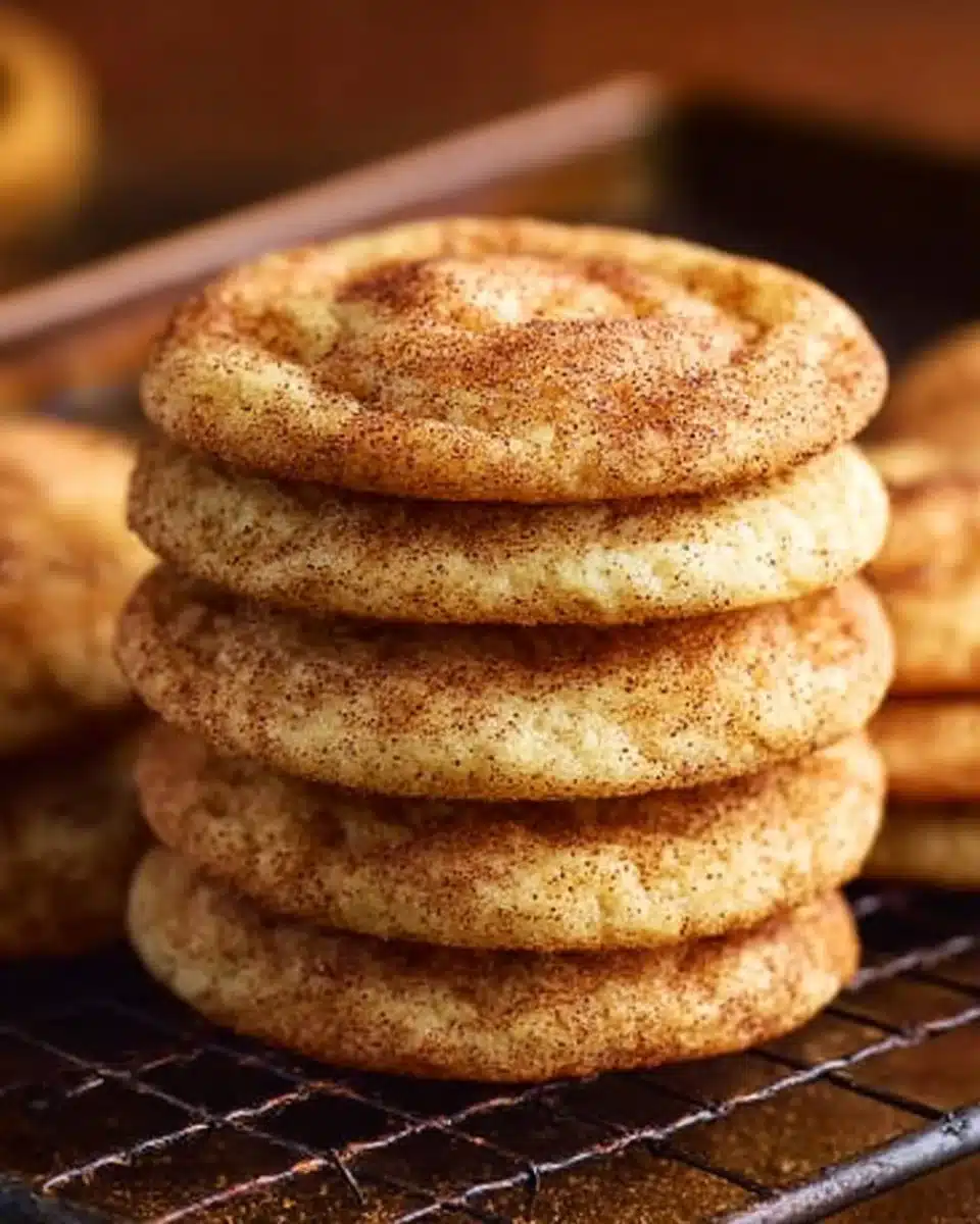 Homemade snickerdoodle cookies sprinkled with cinnamon and sugar.