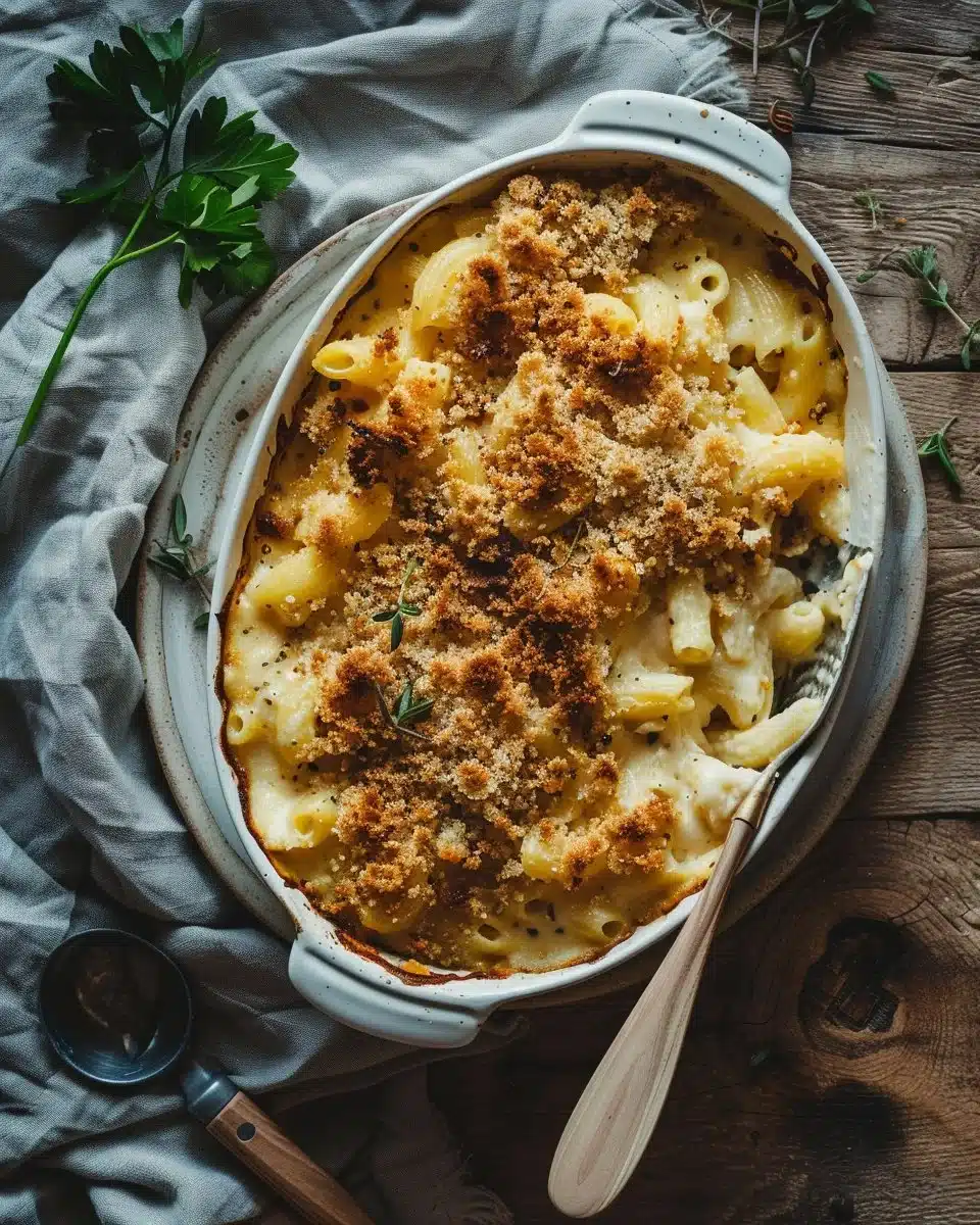 Baked Mac And Cheese With Crispy Breadcrumb Topping