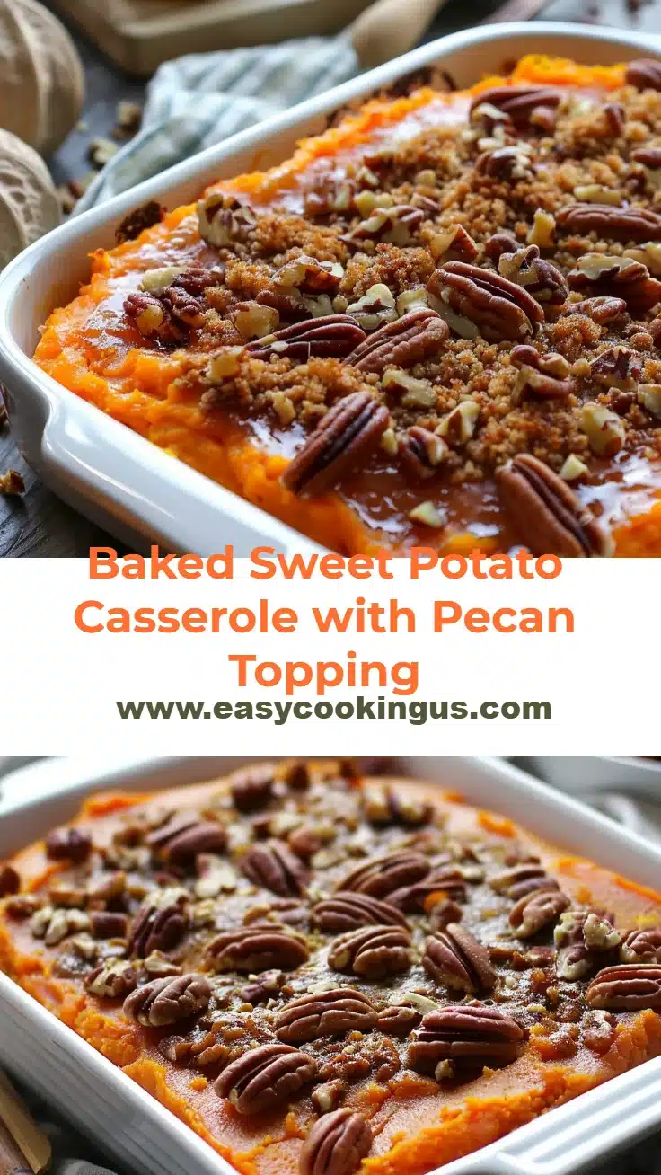 Baked Sweet Potato Casserole with Pecan Topping