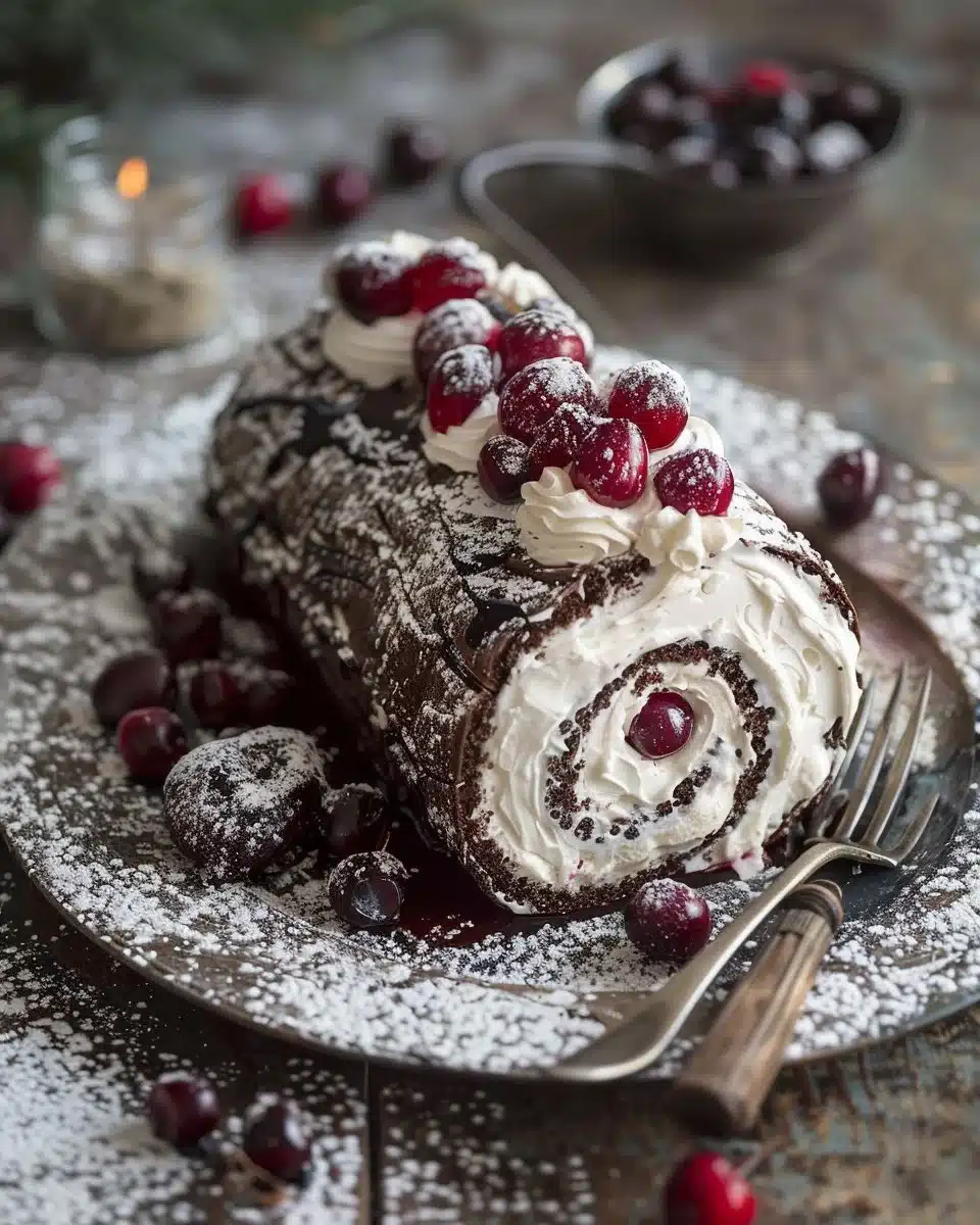 Black Forest Yule Log Swiss Roll