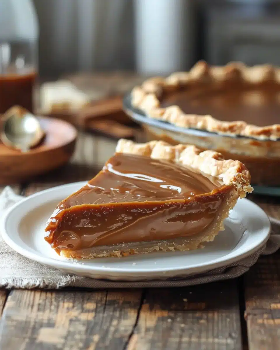 Delicious caramel pie with rich caramel filling and flaky crust