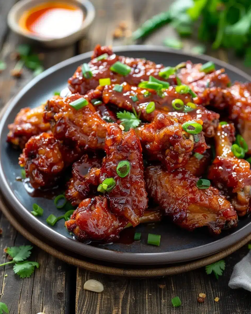 Chinese-style fried chicken wings served with dipping sauce
