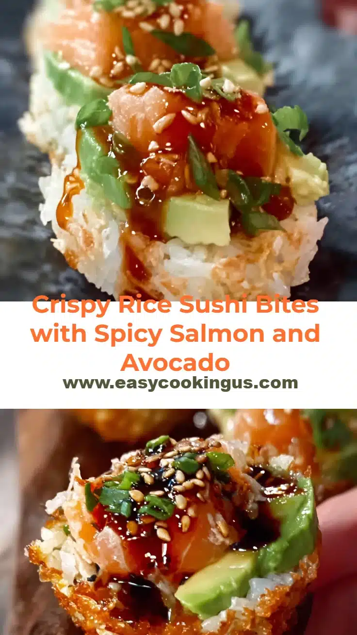 Crispy Rice Sushi Bites with Spicy Salmon and Avocado