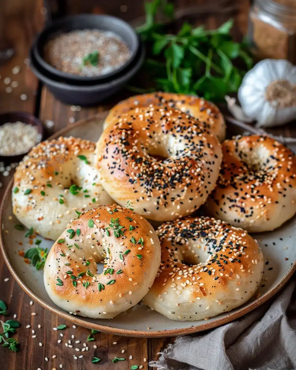 A tray of homemade bagels fresh out of the oven, ready to be enjoyed