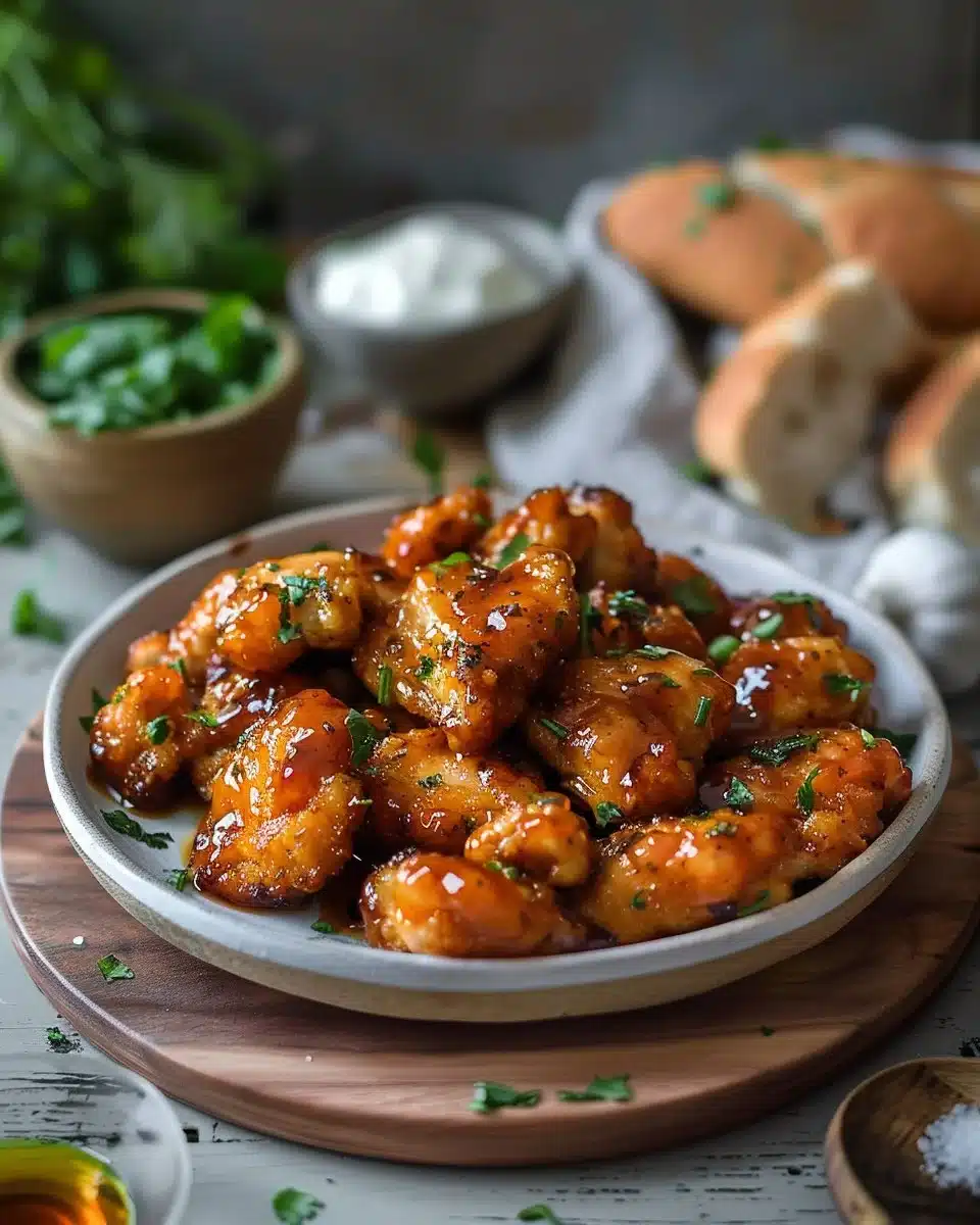 Delicious hot honey chicken served with a drizzle of spicy honey glaze
