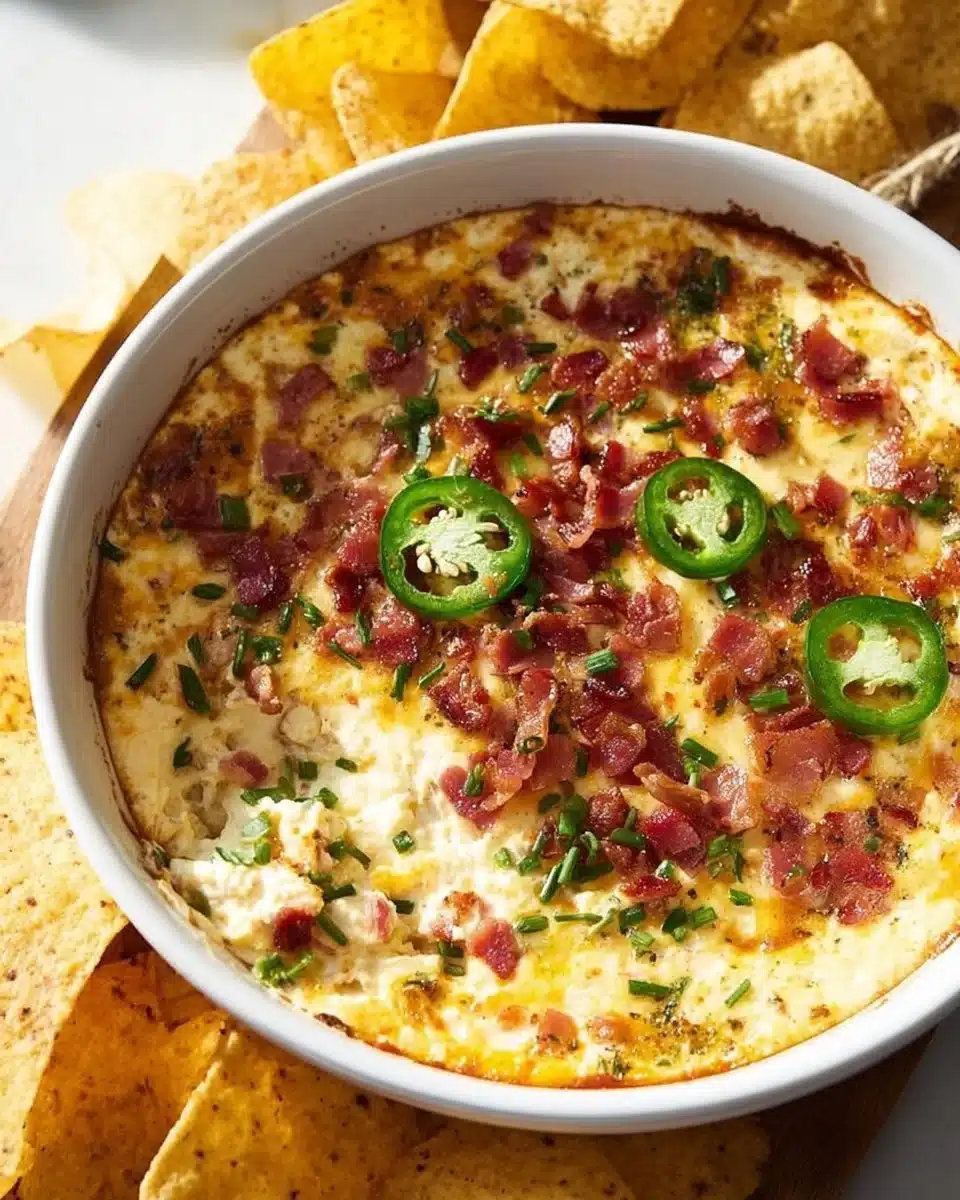Creamy Jalapeño Popper Dip served in a dish