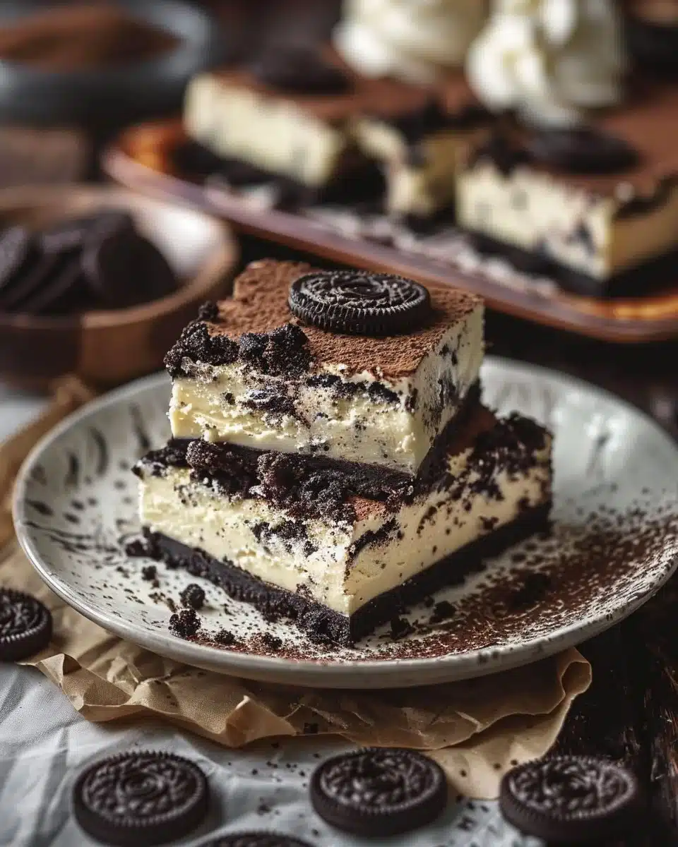 Delicious Oreo Cheesecake Bars with creamy filling and crushed Oreos on top