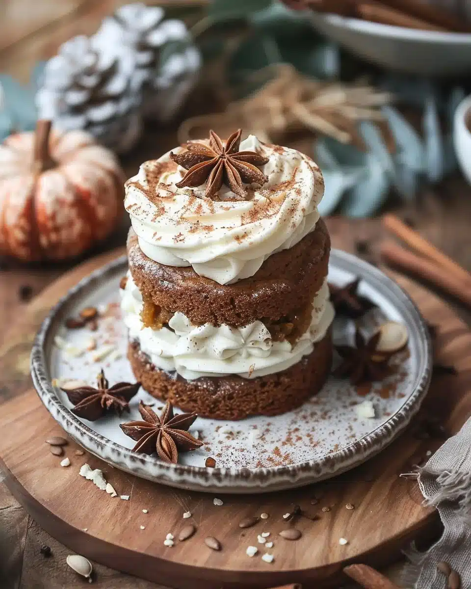 Delicious Pumpkin Spice Cake topped with creamy Cinnamon Cream Cheese frosting.