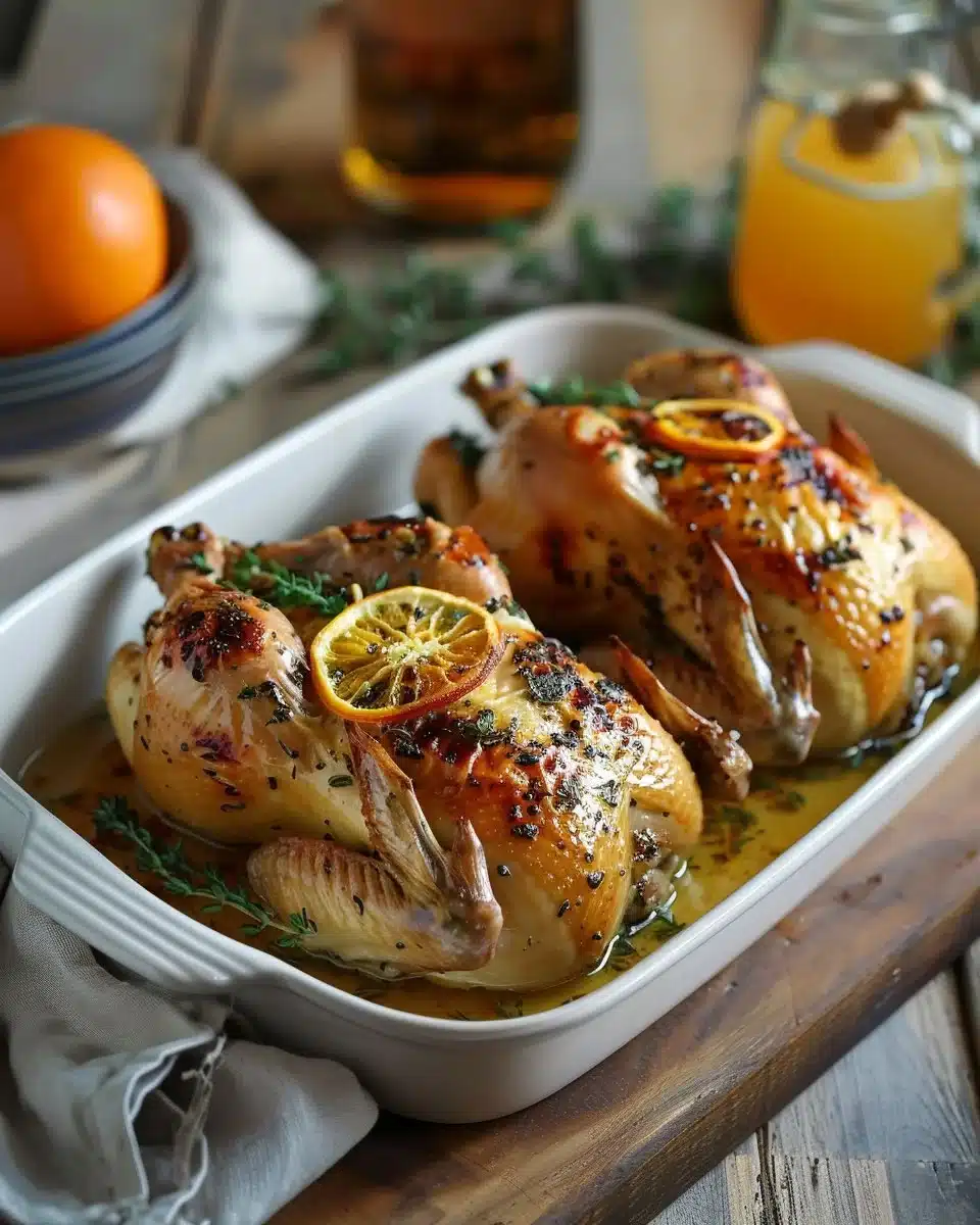 Roasted Cornish Game Hens with Citrus-Garlic Sauce