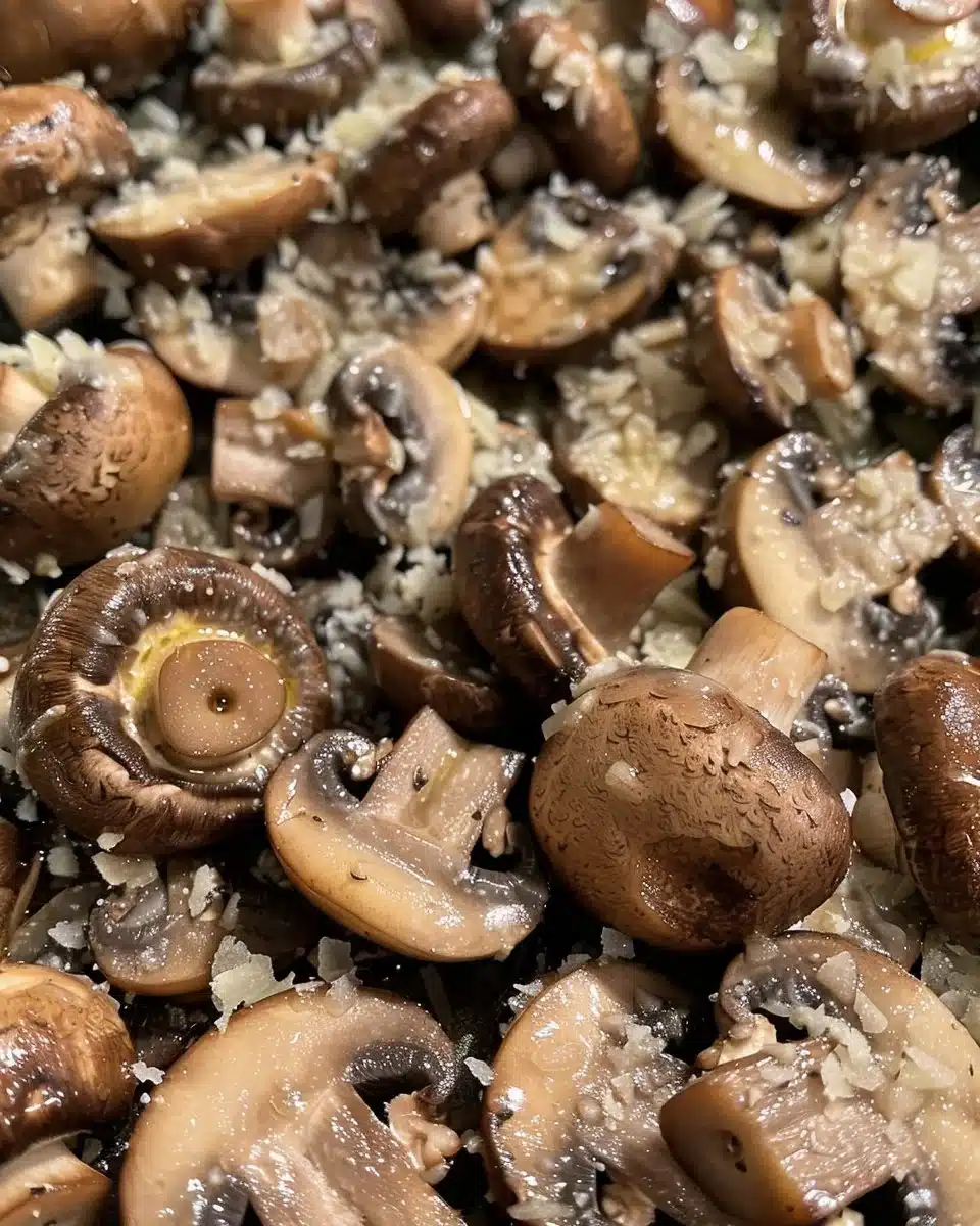 Crispy air fryer mushrooms served on a plate with fresh herbs.
