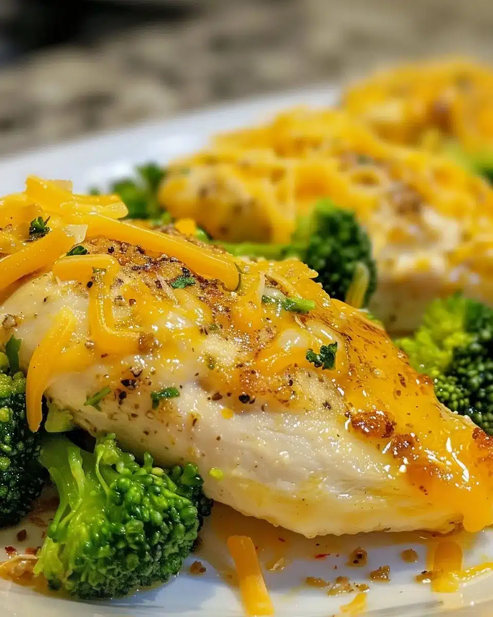 Broccoli and cheese stuffed chicken breast on a plate