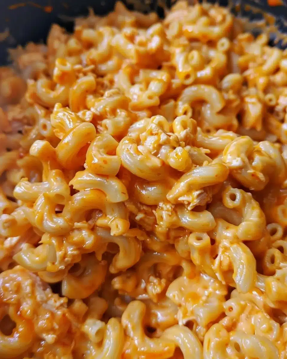Delicious Buffalo Chicken Mac and Cheese served in a bowl