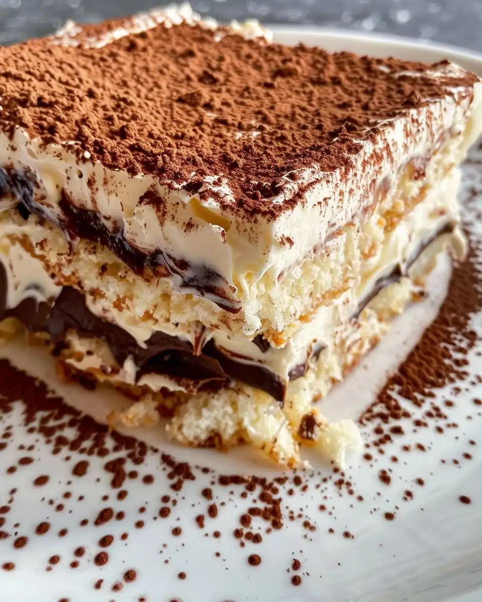 Delicious homemade Chocolate Tiramisu dessert served in a glass