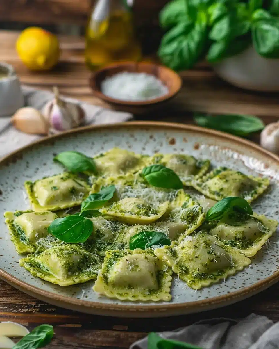 Creamy Pesto Ravioli