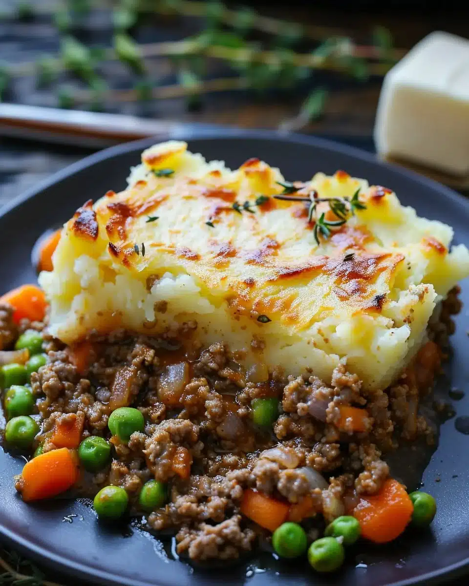 Delicious Instant Pot Shepherd's Pie served in a bowl with a golden-brown topping.
