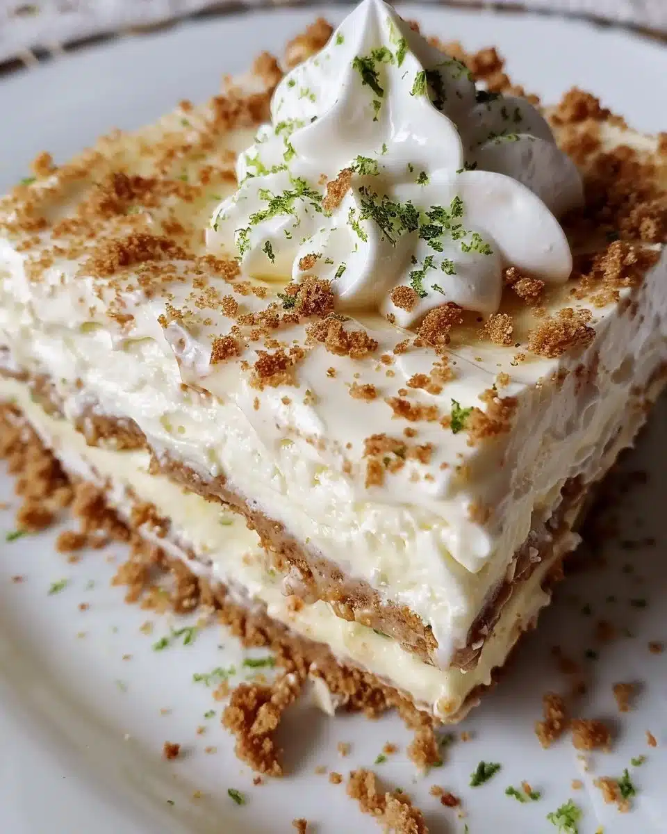 Delicious Key Lime Pie Bars with a zesty lime topping on a graham cracker crust