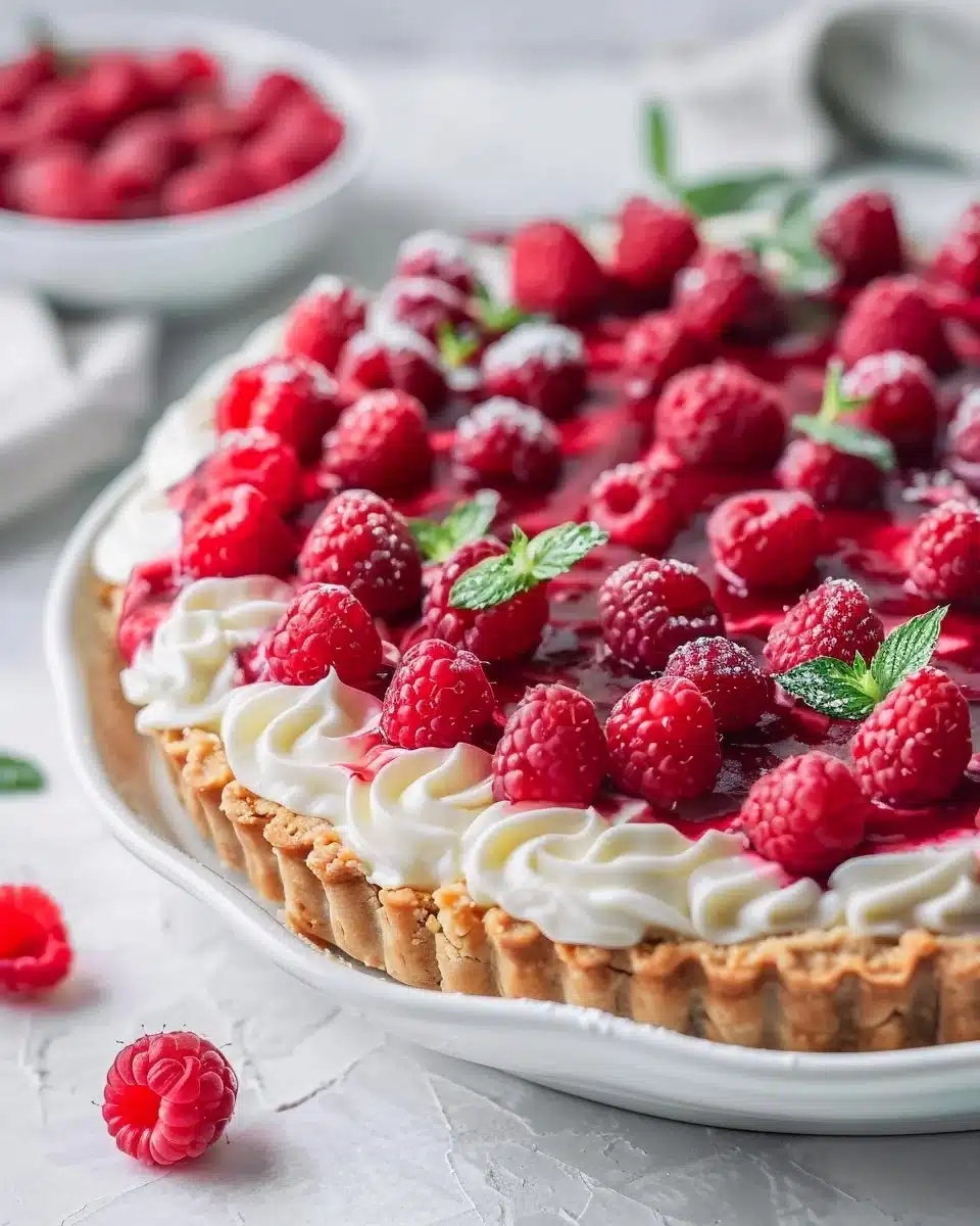No-Bake Peach Raspberry Cream Cheese Pie