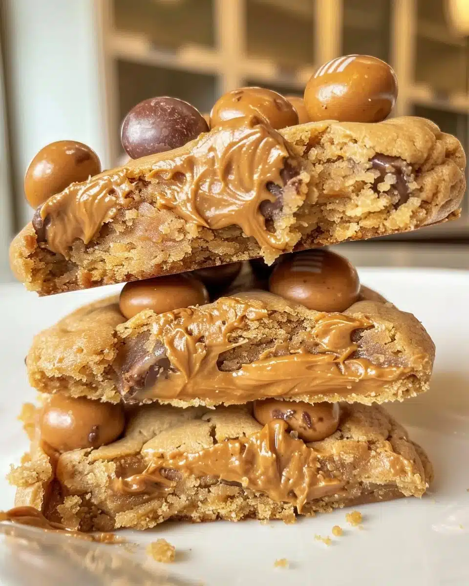 Freshly baked Peanut Butter M&M Cookies with colorful M&Ms