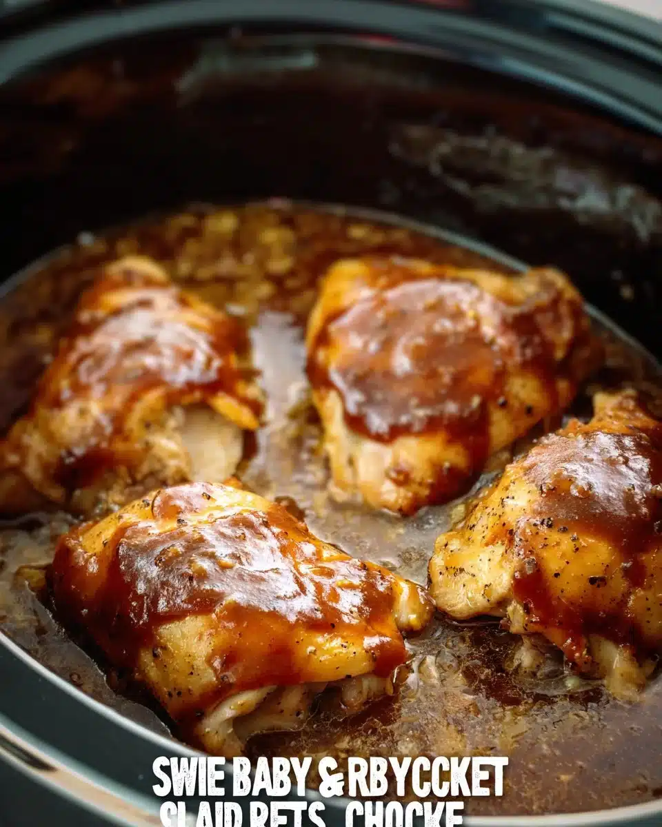 Delicious Sweet Baby Ray's Crockpot Chicken served in a bowl