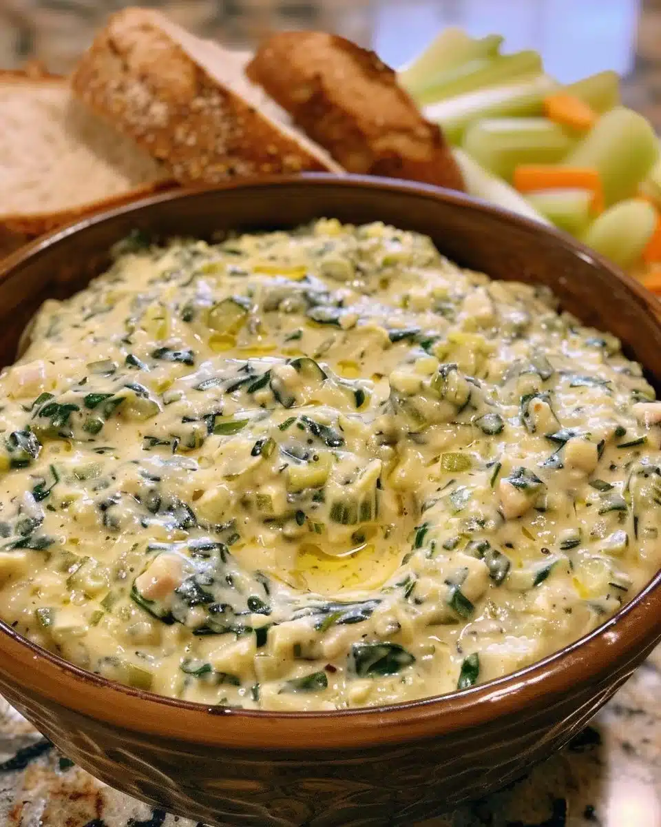 Bunny Spinach Dip served in a bowl with fresh vegetables