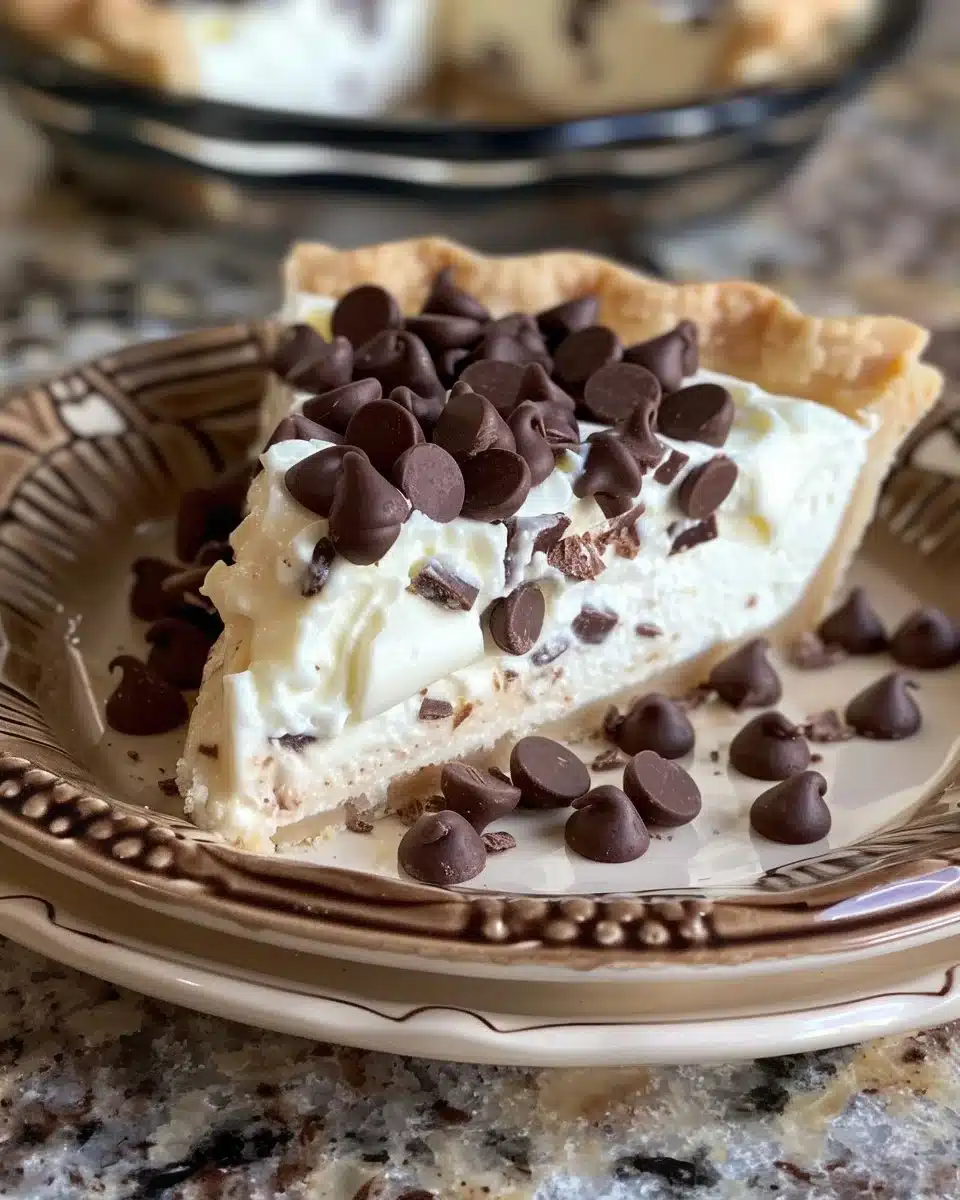 Delicious slice of French Silk Pie with chocolate topping