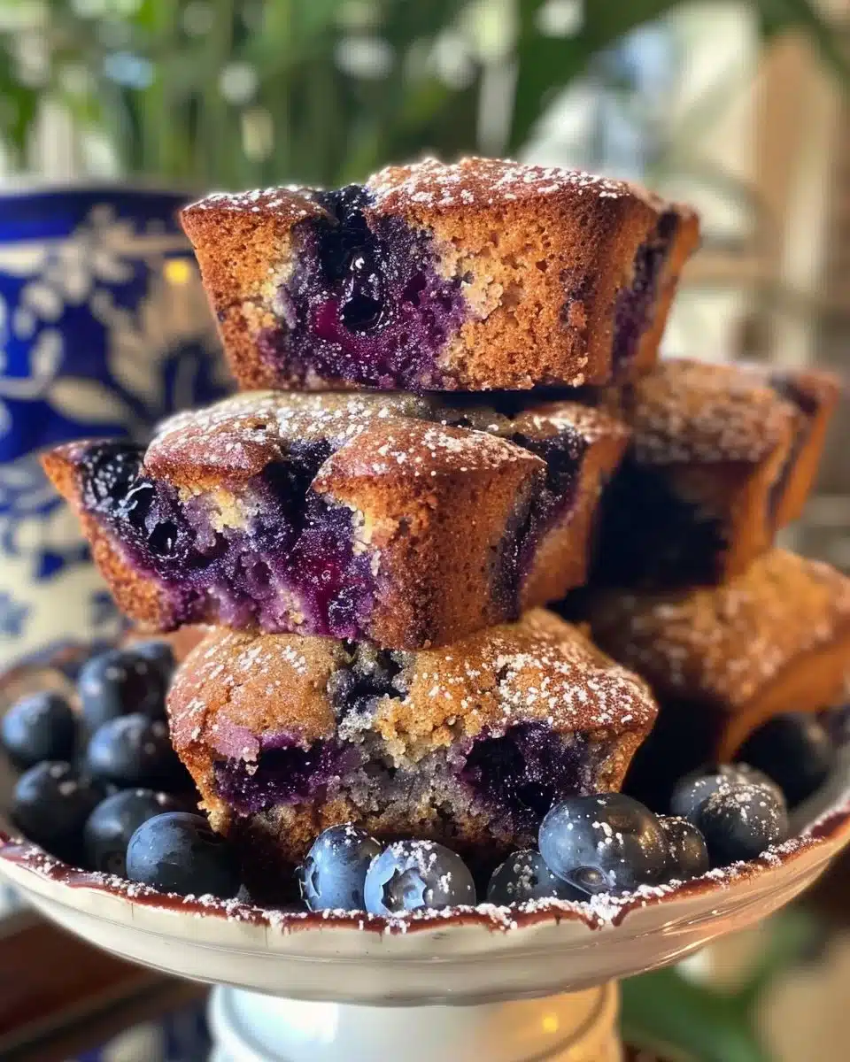 Freshly baked blueberry muffin bread with juicy blueberries