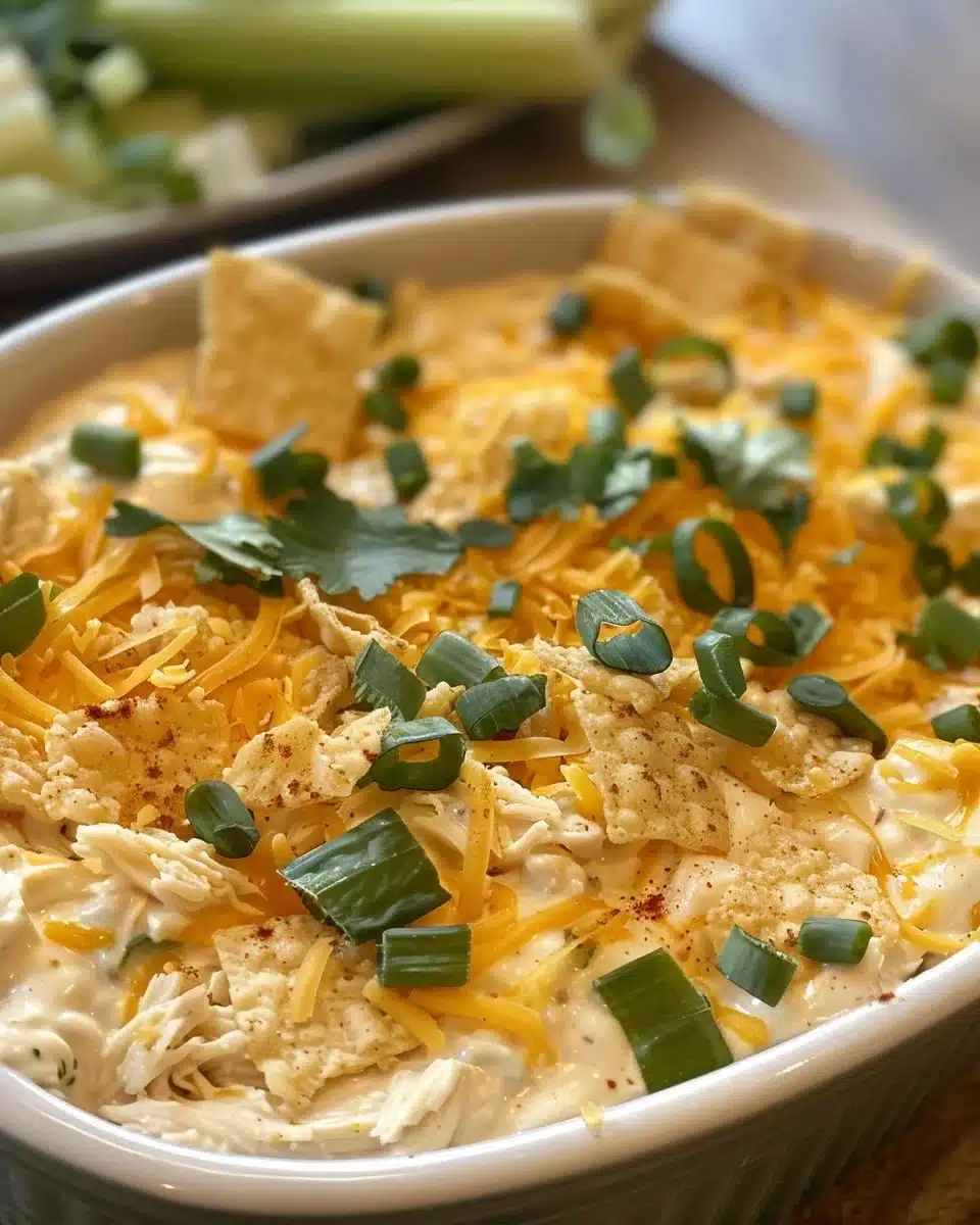 Hearty Chicken Casserole baked with vegetables and cheese