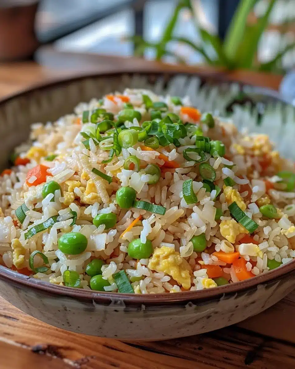 Delicious plate of Chinese-Style Fried Rice with vegetables and protein