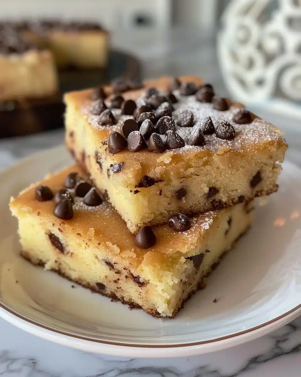 Frosted shortbread brownies served on a plate, topped with chocolate icing.