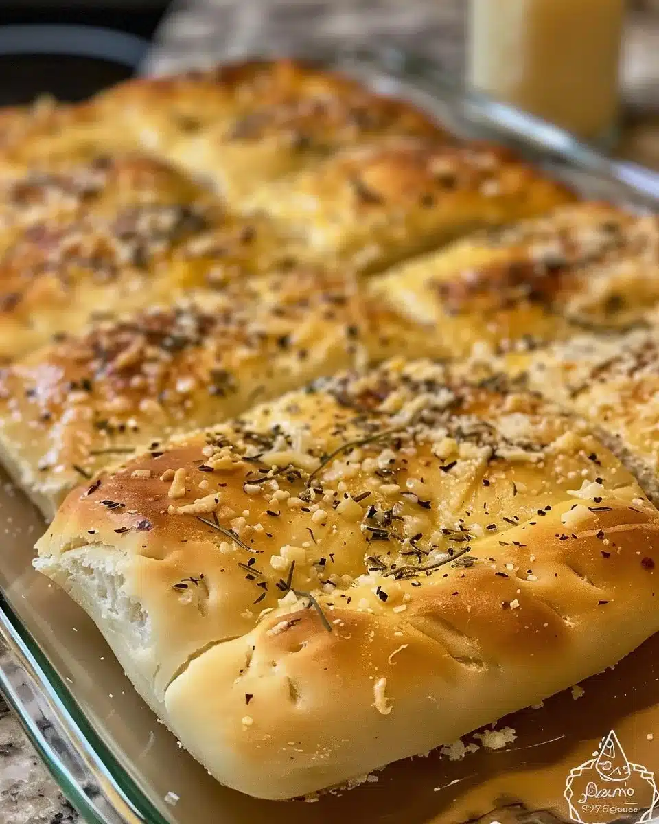 Loaf of Garlic Rosemary Cheese Bread freshly baked with herbs and cheese