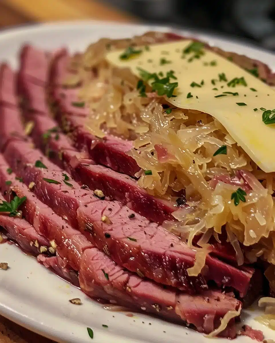 Plate of Reuben Balls garnished and ready to serve as a tasty appetizer