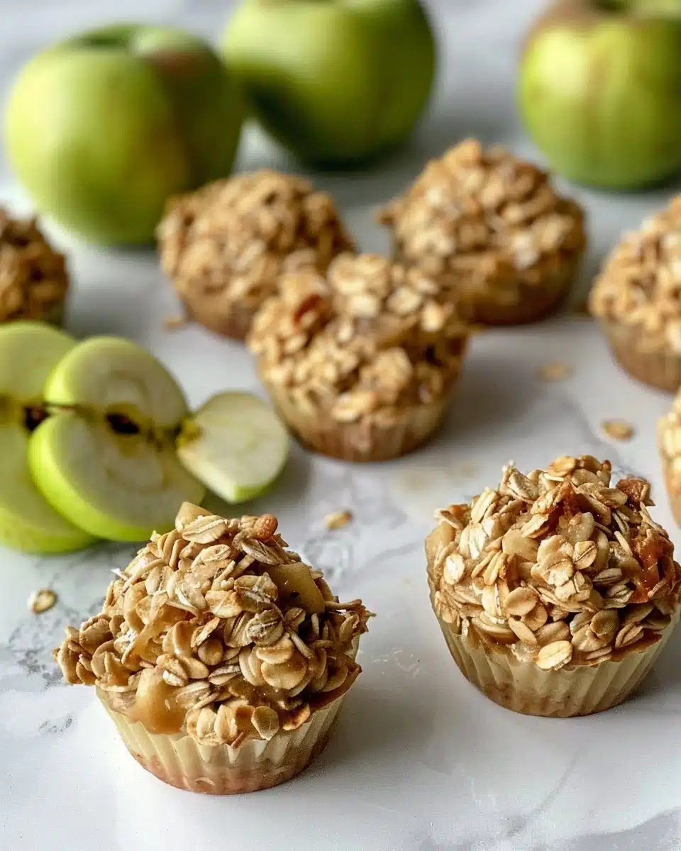Apple Cinnamon Baked Oatmeal Cups served on a rustic wooden table