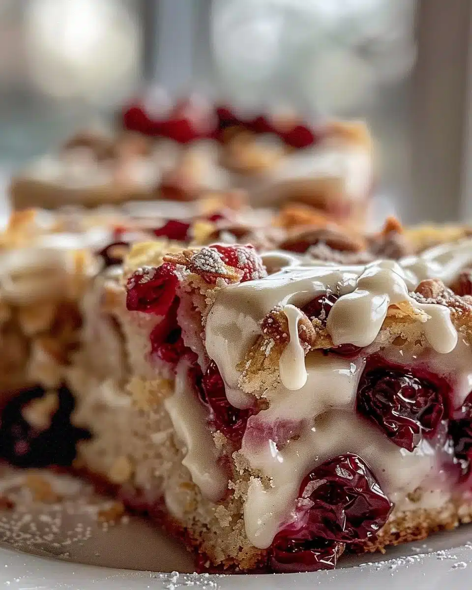 Delicious cranberry crumble pie bars topped with a crunchy crumble topping