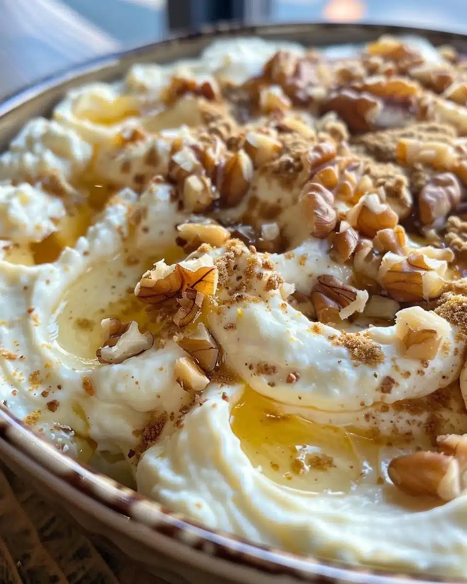 Delicious Honey Walnut Cream Cheese spread on bagel with walnuts and honey
