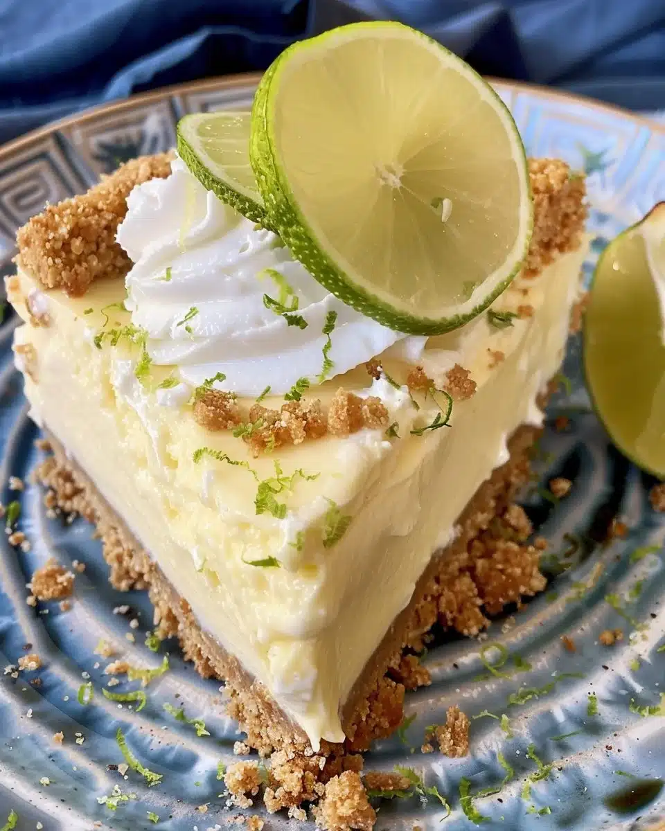 Delicious Key Lime Pie with Cream Cheese topping, a refreshing dessert treat.