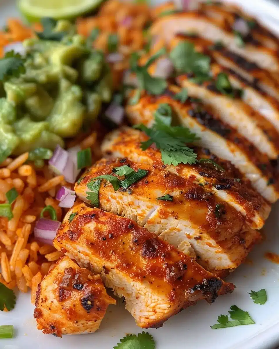Colorful Chicken Fajitas served with peppers, onions, and tortillas