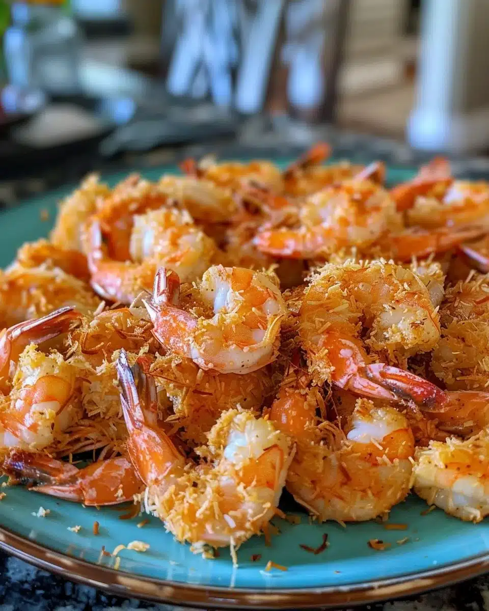 Crispy coconut shrimp served on a plate with dipping sauce