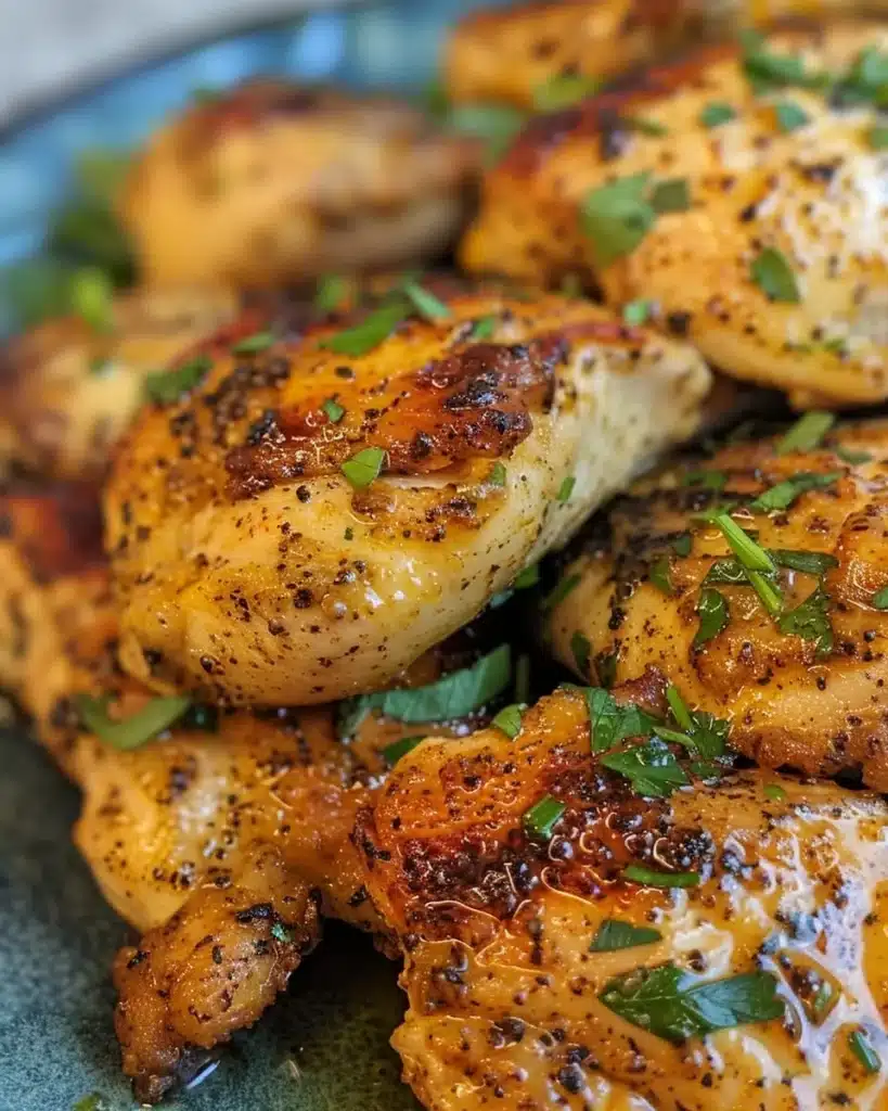 Delicious Garlic Butter Chicken served with fresh herbs and vegetables