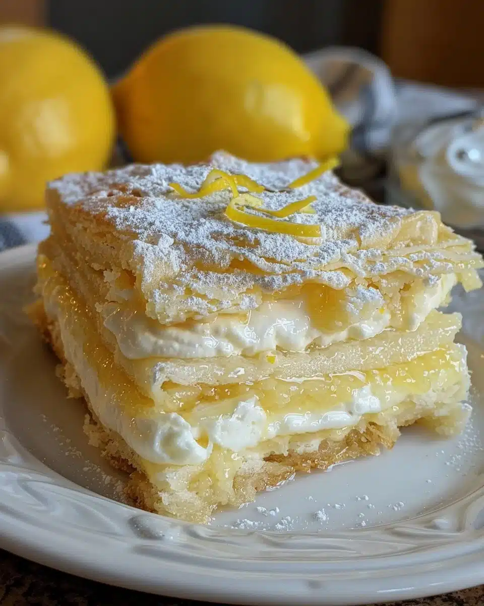 Lemon curd shortbread tart with fresh lemon garnishes