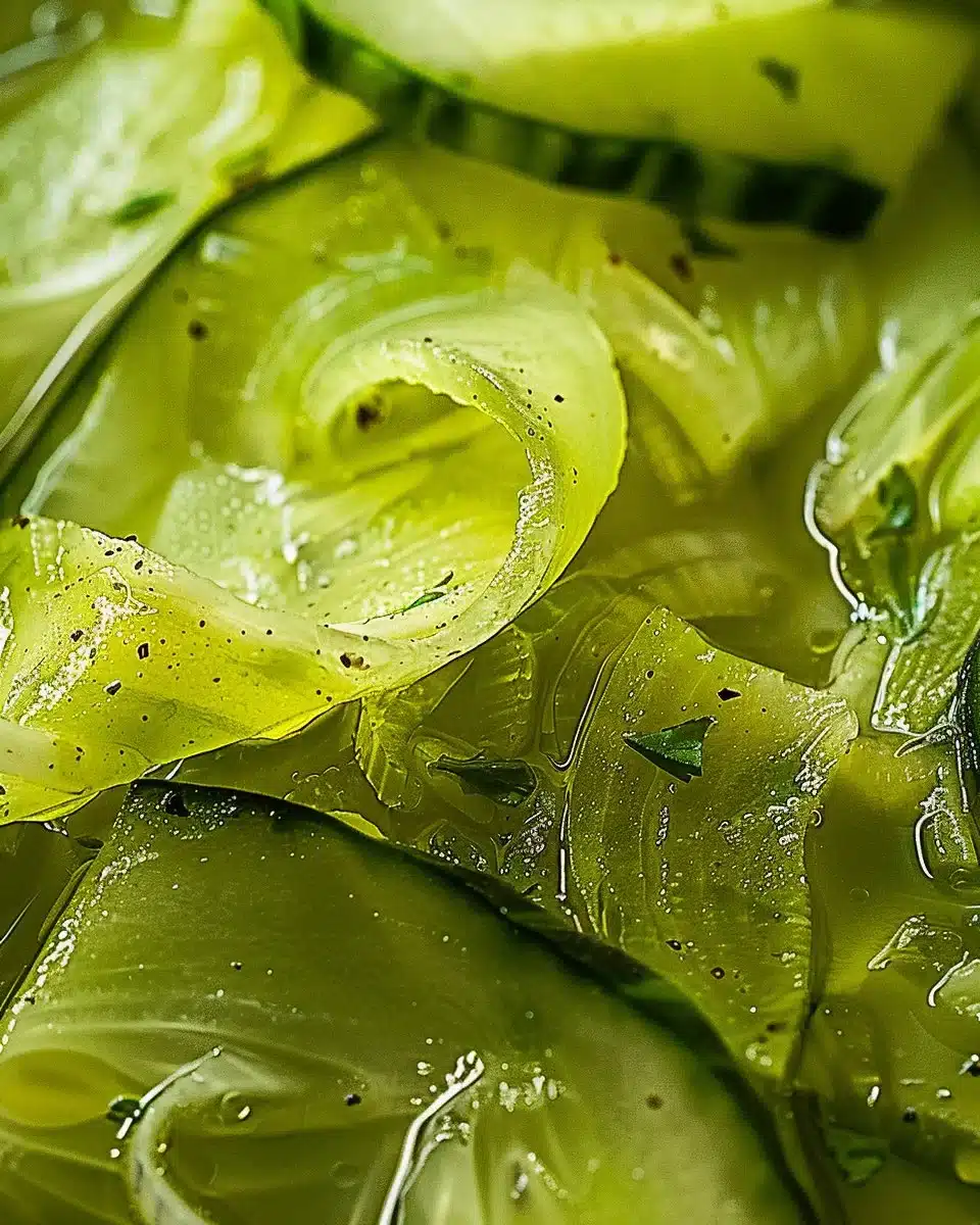 Bowl of No-Cook Cucumber Gazpacho garnished with fresh herbs and vegetables