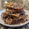 Delicious homemade caramel apple bark with nuts and chocolate.